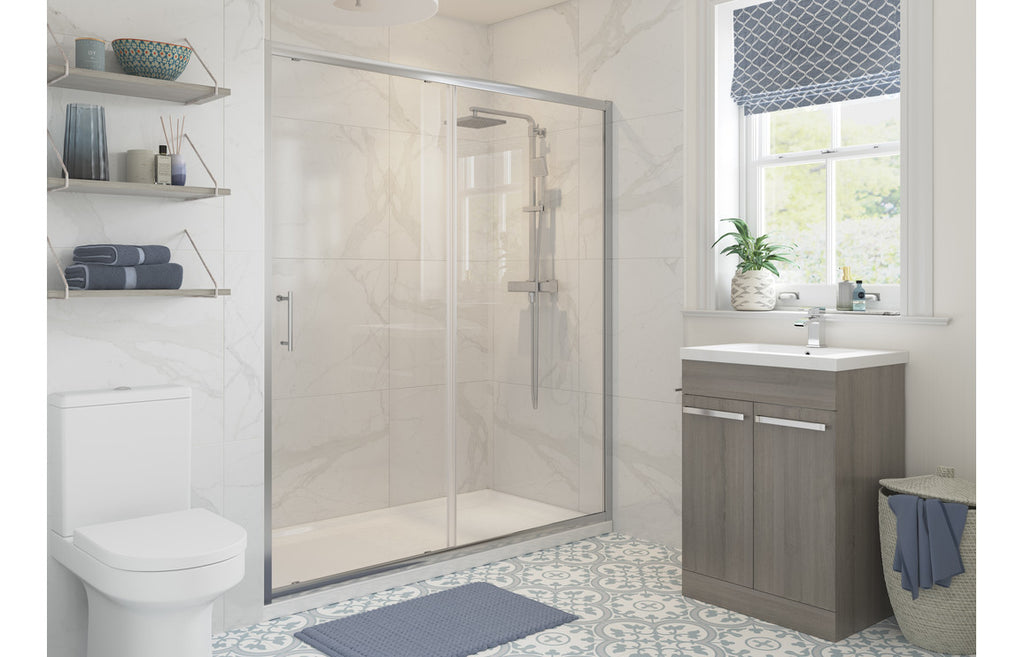 Lux Sliding Shower Door - Brushed Brass, Black, Chrome