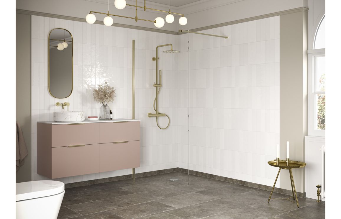 Diwa Plain Wetroom Panel with Arm Set - Black, Brass, Chrome, Bronze