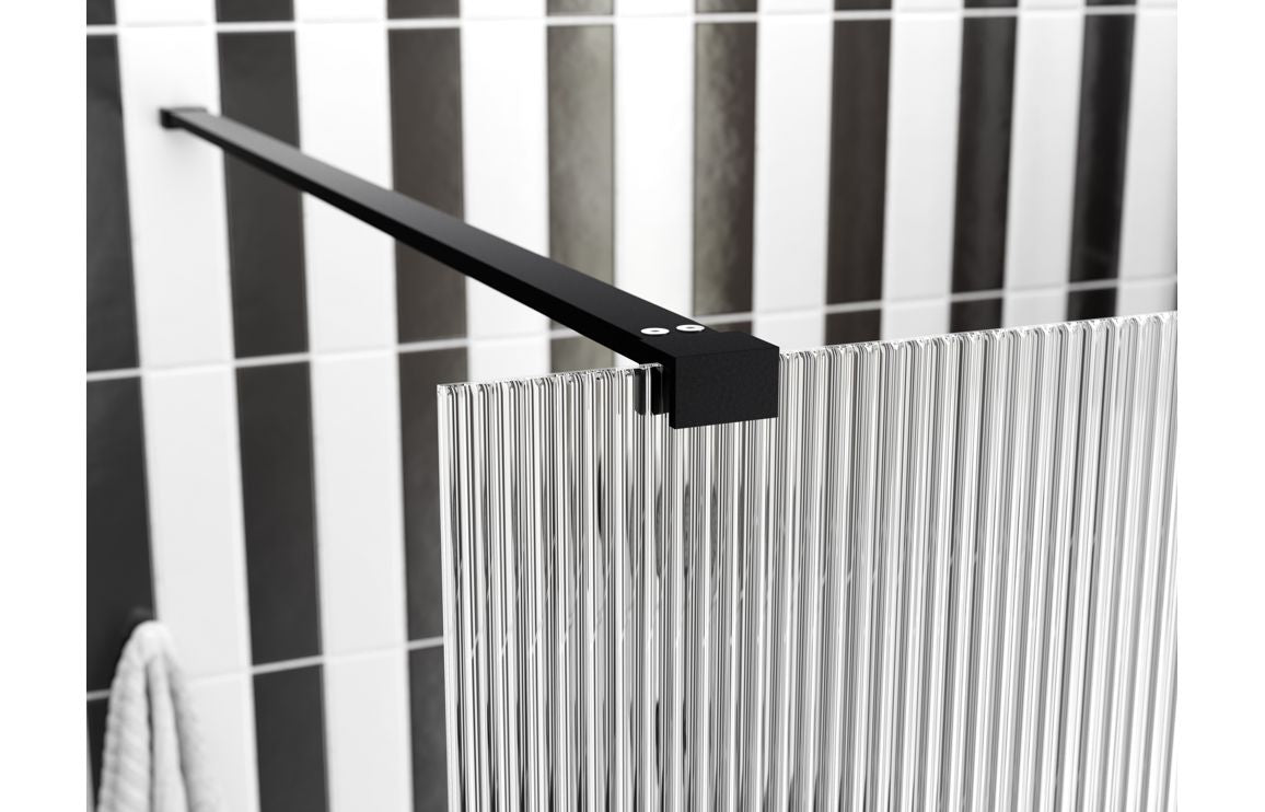 Diwa Fluted Wetroom Panel with Arm Set - Black, Brass, Chrome, Bronze