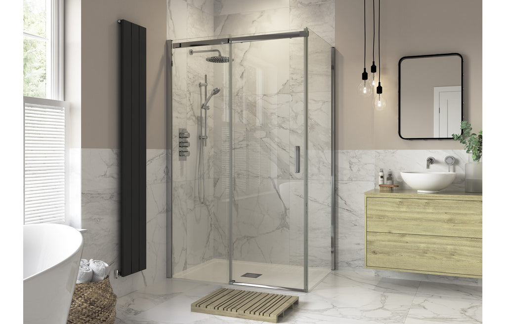 Diwa Semi-Framed Sliding Shower Door - Chrome