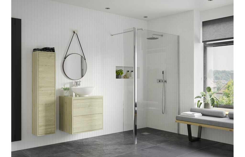 Diwa Plain Wetroom Panel with Arm Set - Black, Brass, Chrome, Bronze