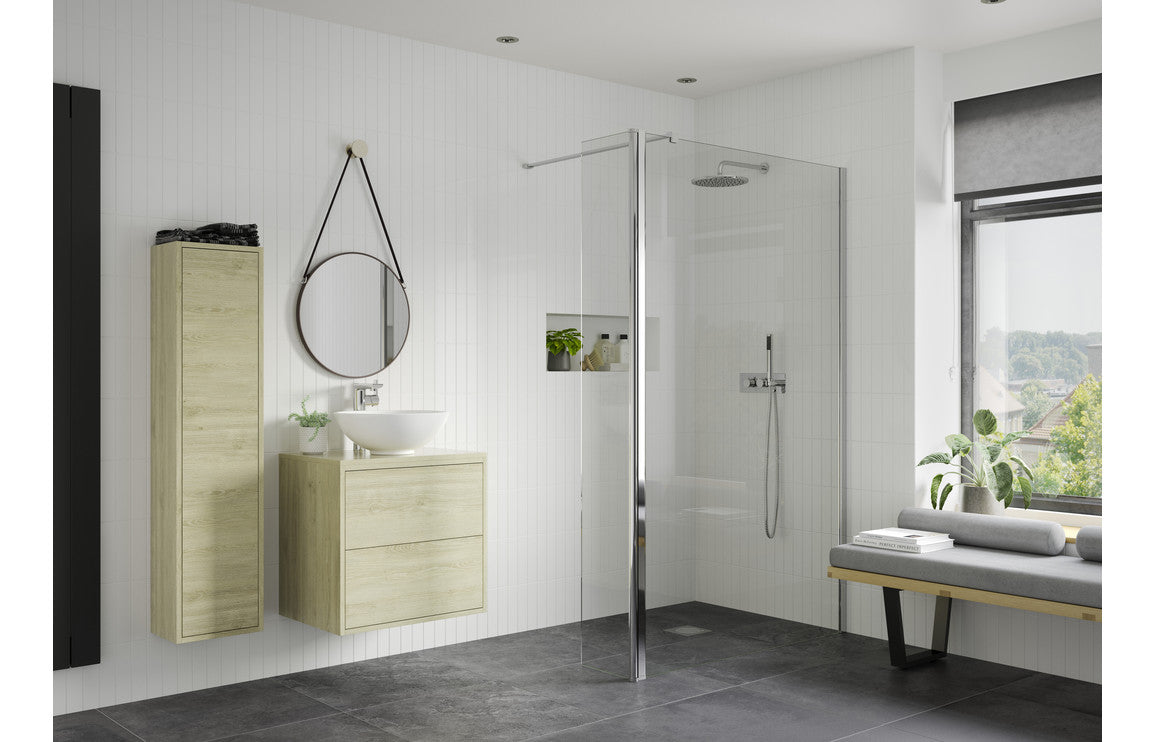 Diwa Plain Wetroom Panel with Arm Set - Black, Brass, Chrome, Bronze