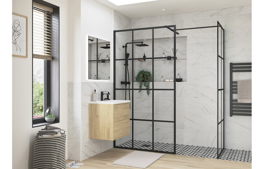 Diwa Framed Wetroom Side Panel - Black