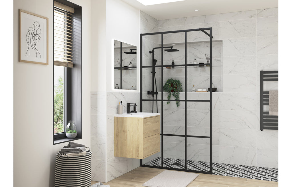 Diwa Framed Wetroom Side Panel - Black