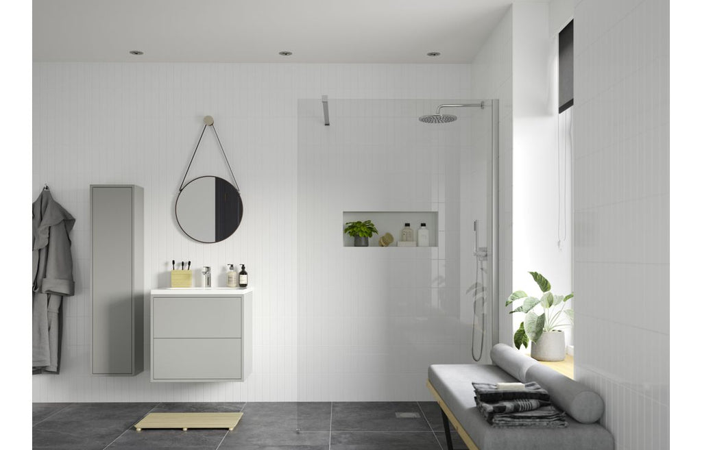Diwa Plain Wetroom Panel with Arm Set - Black, Brass, Chrome, Bronze