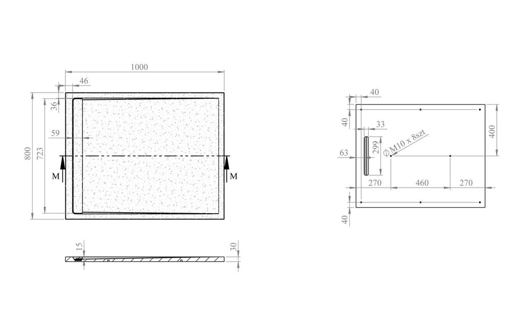 Slate Effect 30mm Rectangular Tray & Waste - White, Latte, Black, Grey