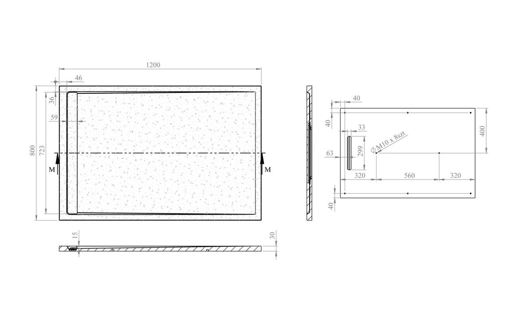 Slate Effect 30mm Rectangular Tray & Waste - White, Latte, Black, Grey