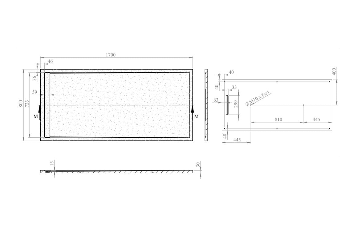 Slate Effect 30mm Rectangular Tray & Waste - White, Latte, Black, Grey