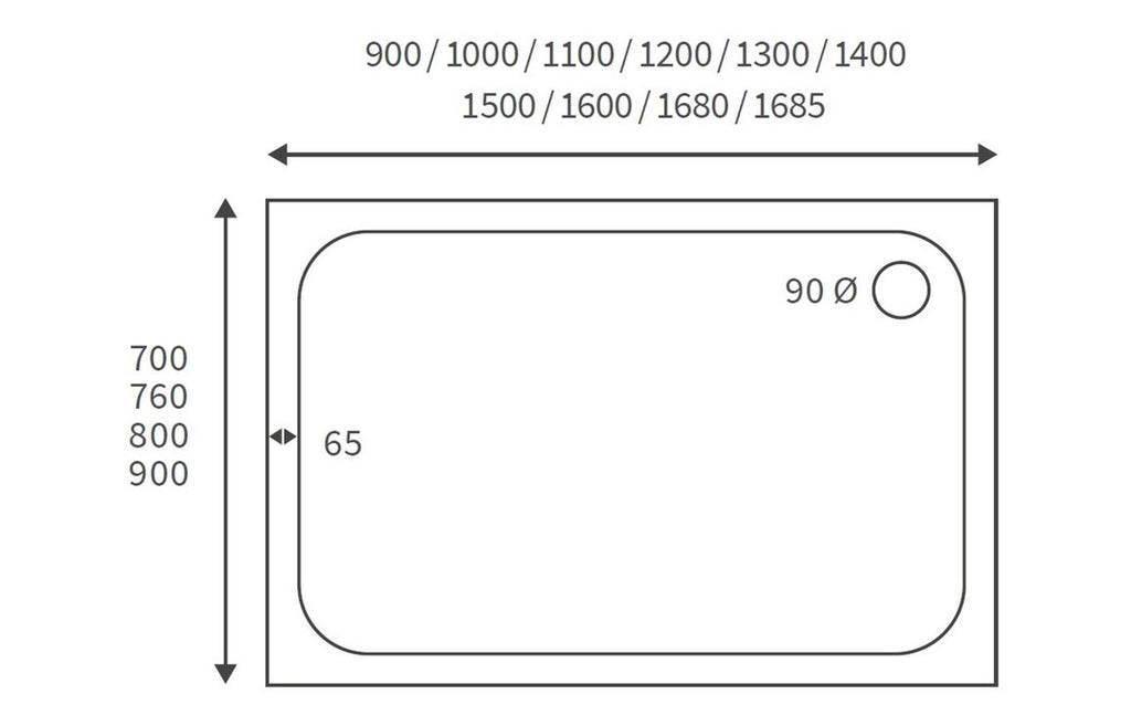 Rectangular 45mm Tray & Waste - White