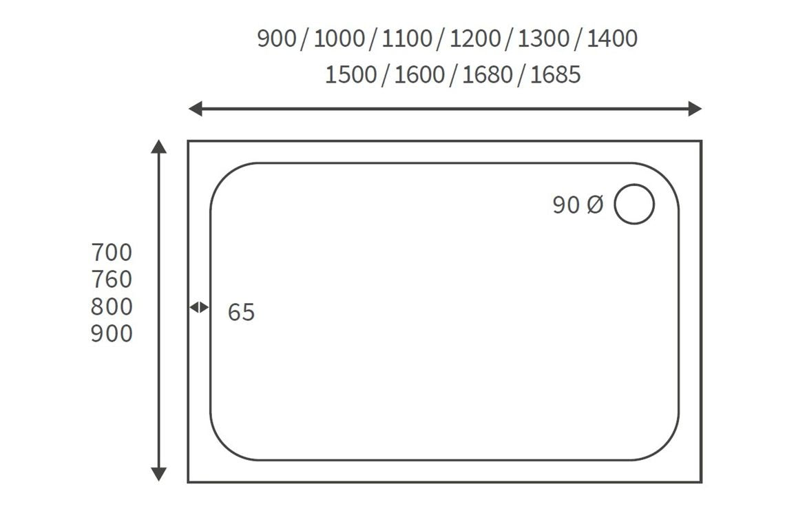 Rectangular 45mm Tray & Waste - White