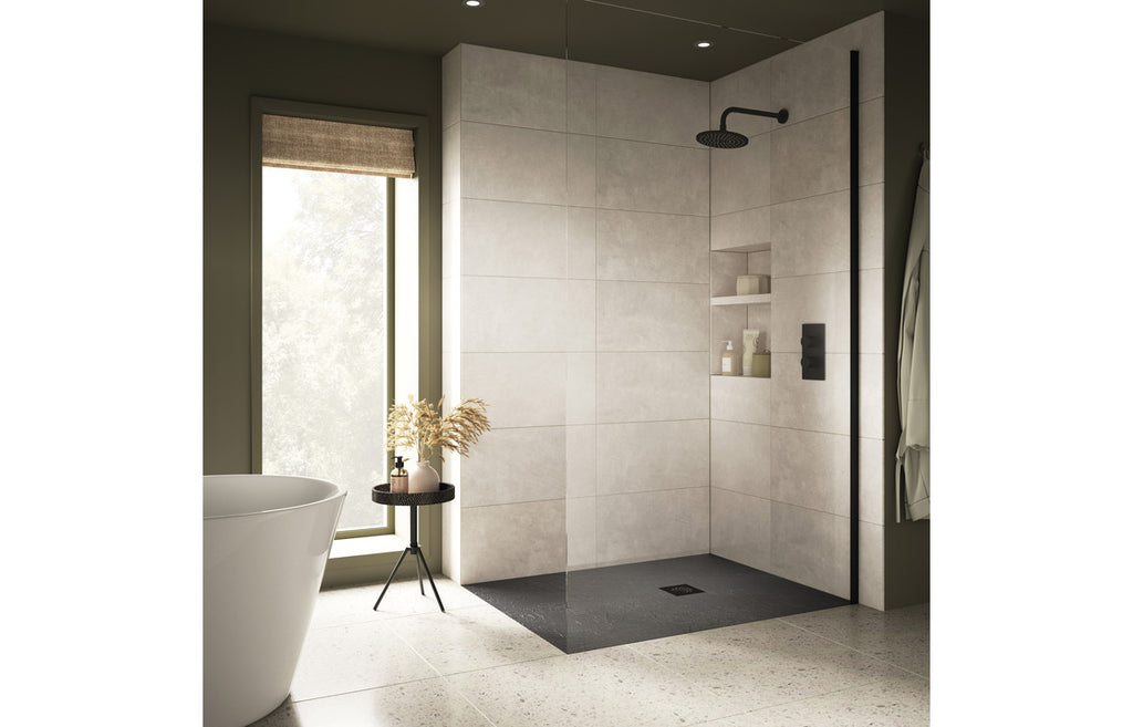 Slate Effect 25mm Rectangular Tray & Waste - Grey