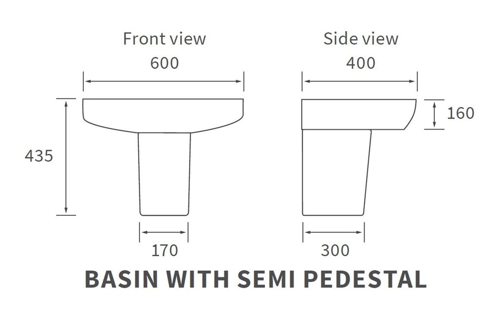 Dabi 600X400mm Basin & Full /  Semi Pedestal