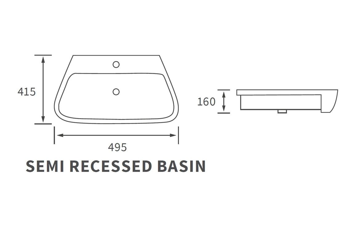 Dabi 600X400mm Basin & Full /  Semi Pedestal