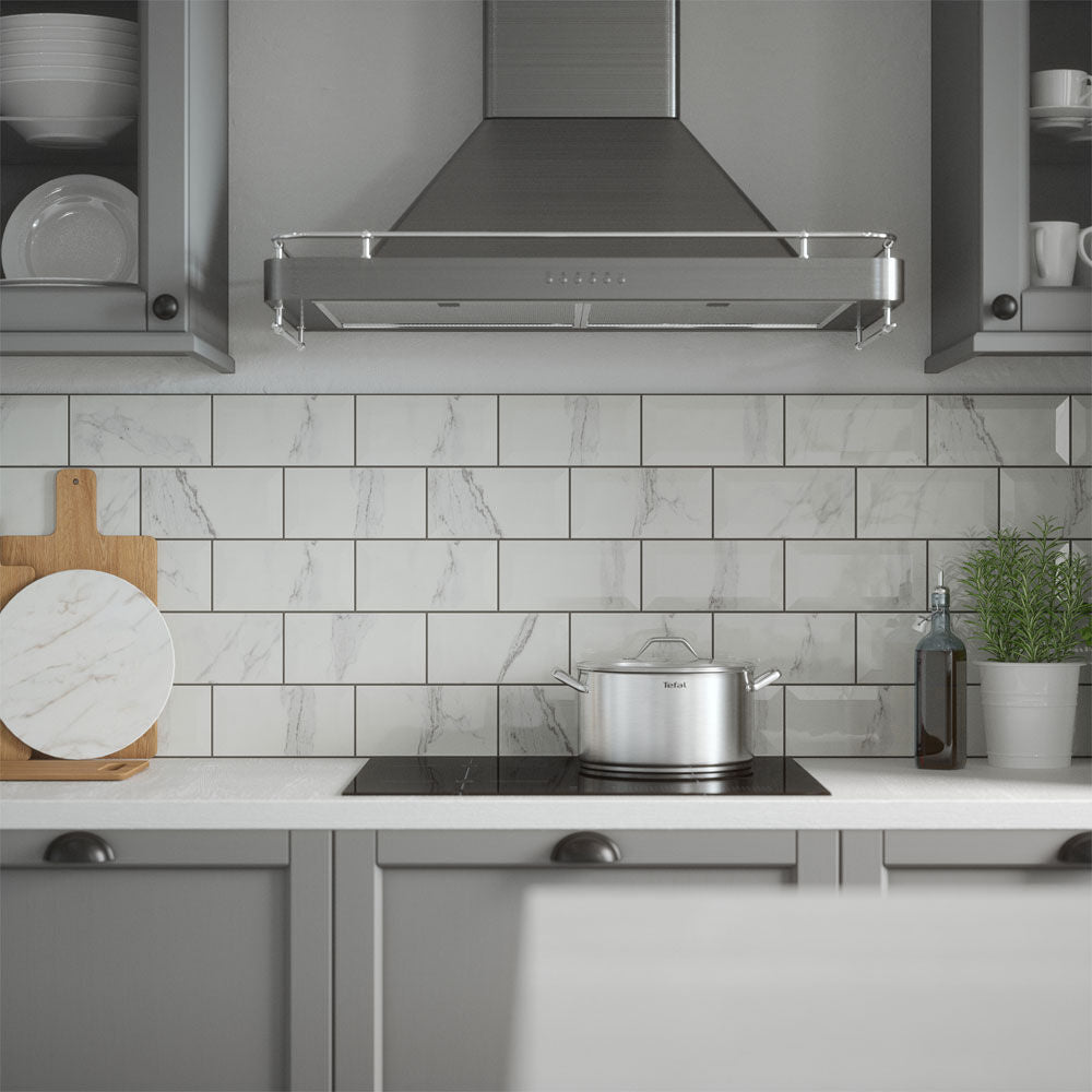 Metro Gloss 200x100 - White Marble Effect