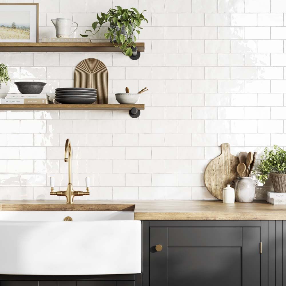 Hasta Gloss 150x75 Ceramic Wall - White, Duck Egg