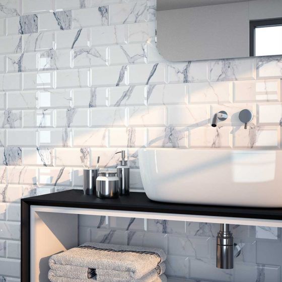 Metro Gloss 200x100 - White Marble Effect