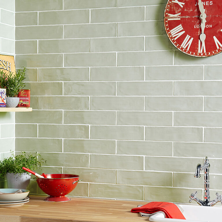 Hasta Gloss 300x75 Ceramic Wall - White, Mushroom, Sage