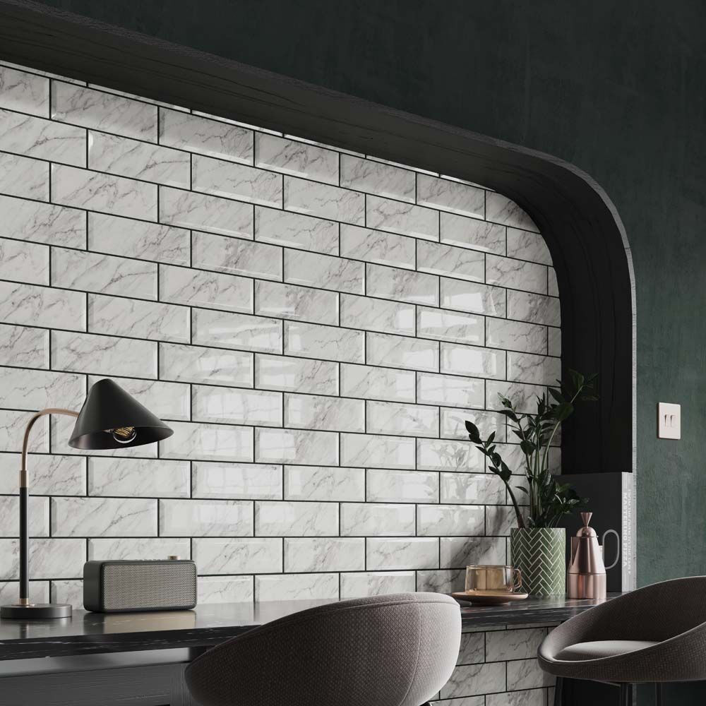 Metro Gloss 300x100 - White Marble Effect