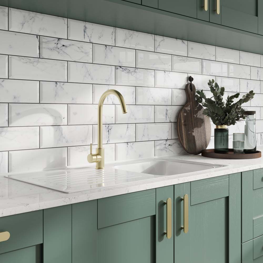 Metro Gloss 300x100 - White Marble Effect