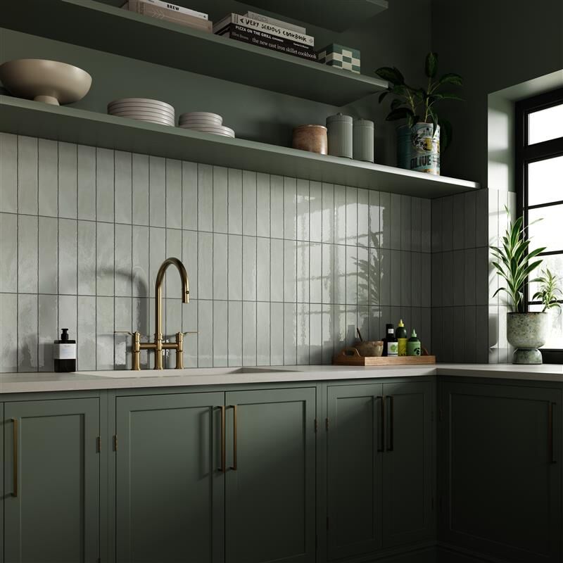 Hasta Gloss 300x75 Ceramic Wall - White, Mushroom, Sage