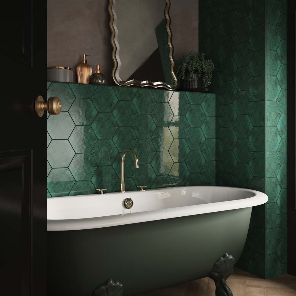 Yakin Hexa Rustic Gloss 173x150 - Blue, Green, Ash, White, Pink
