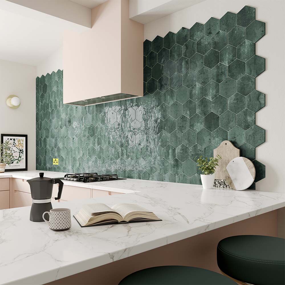 Yakin Hexa Rustic Gloss 173x150 - Blue, Green, Ash, White, Pink