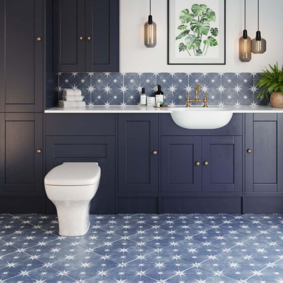 Jose Patterned Matt Blue / Grey 335x335