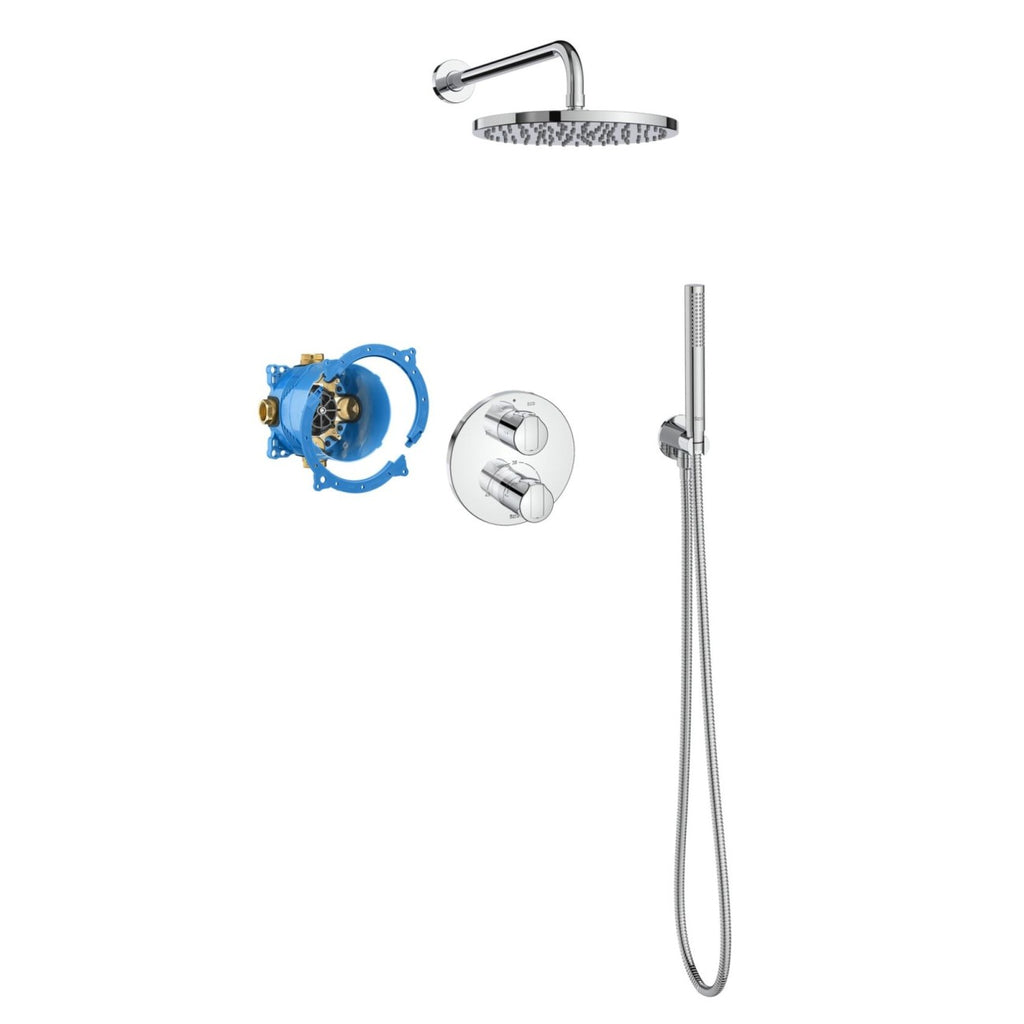 Roca T-1000 Round Built In Concealed Thermostatic 2 Outlet Shower Set - Chrome
