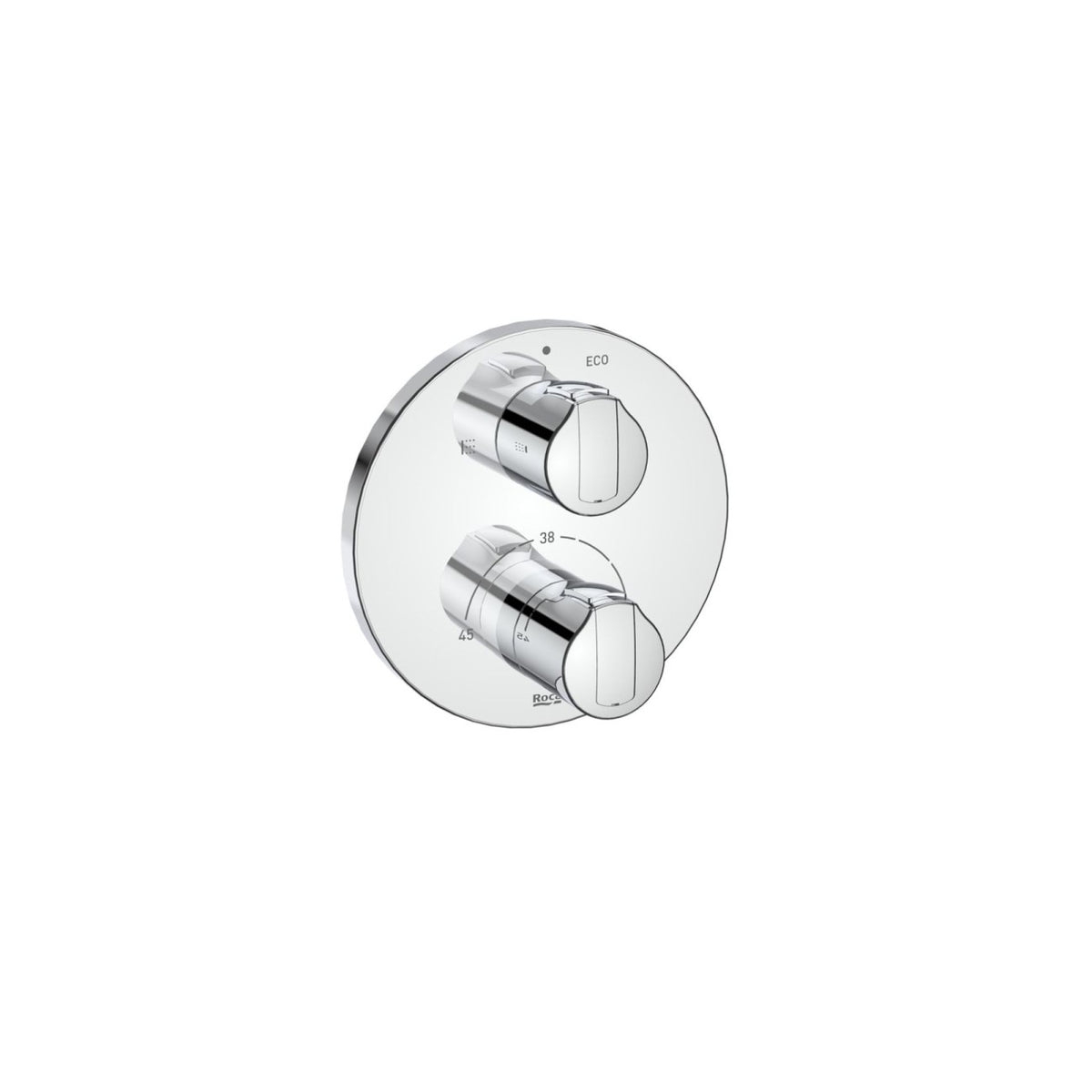 Roca T-1000 Round Built In Concealed Thermostatic 2 Outlet Shower Set - Chrome